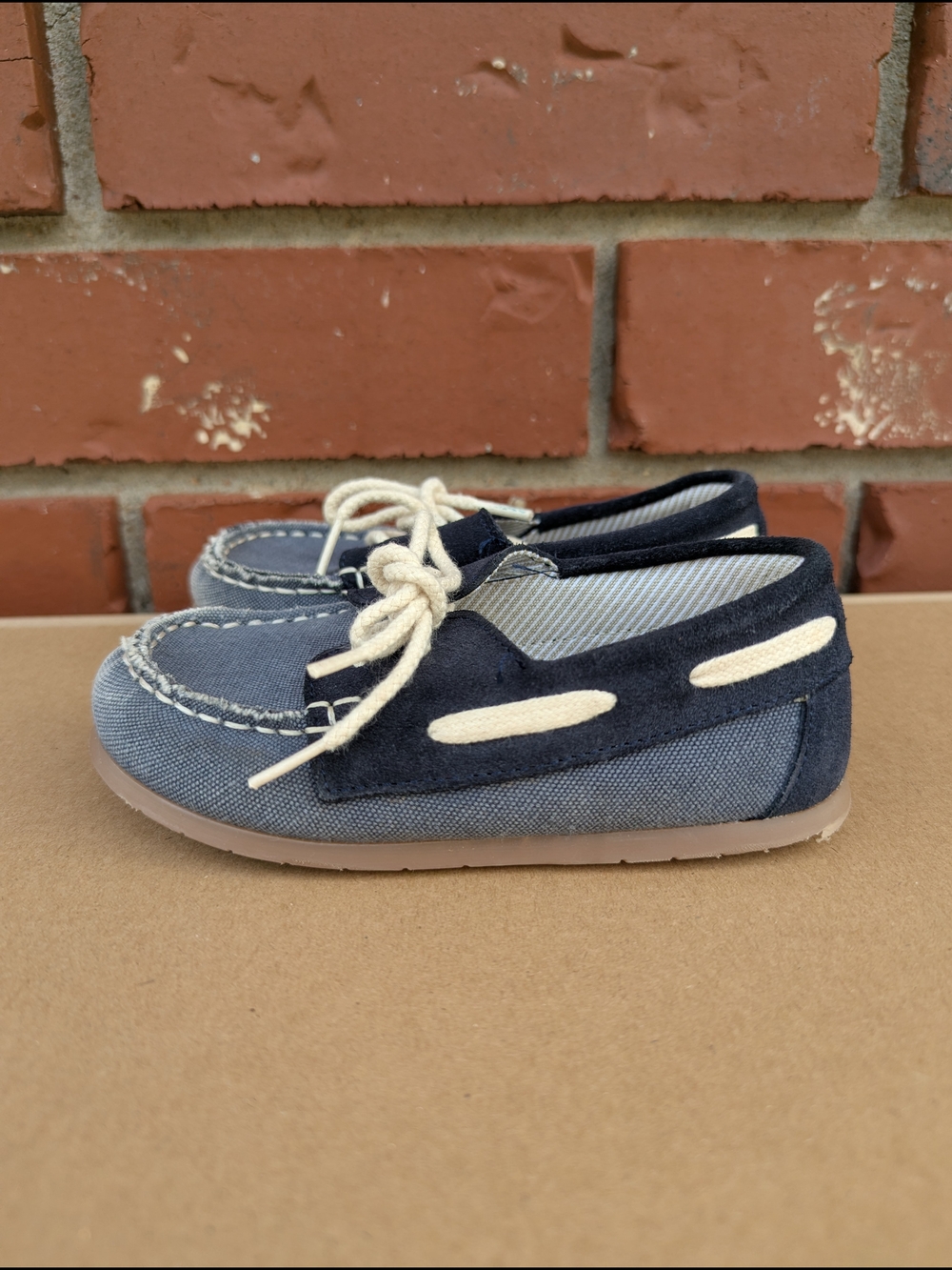 Zara Baby Boy Denim Canvas Boat Shoes EU 25 US Toddler Size 8.5 9 Moccasins
